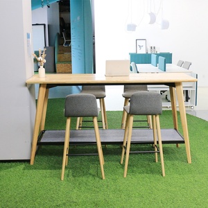Hot Selling Modern Rectangle Wooden Tea <b>Table</b> Coffee Shop High <b>Stool</b> <b>Bar</b> Chair <b>and</b> Coffee <b>Table</b> Combination Simple Office <b>Table</b> - Product Image 2