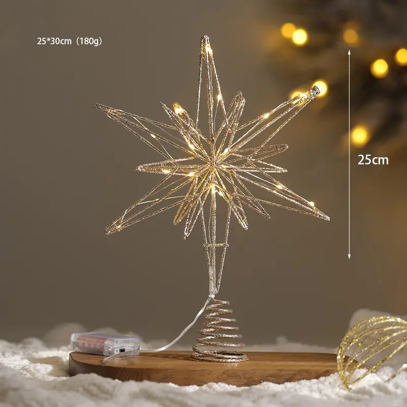 Hot Selling Led Light Decorated Christmas Tree Topper Star For Christmas Tree Decoration and House Decoration