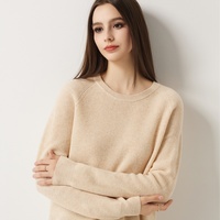 Pull en laine côtelé col rond pour femme, 100 % laine premium, tricoté, couleur personnalisable