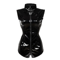 Combinaisons en latex sexy pour filles sous l'entrejambe Combinaison érotique en PVC pour femmes Catsuit en faux cuir Pôle Clubwear