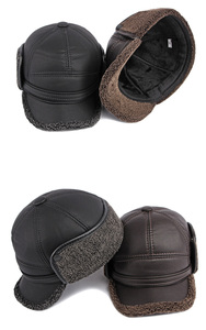 2025 Mới Da Bóng Chày Cho Nam Giới Mũ Mùa Thu Mùa Đông Ấm Áp Chất Lượng Cao Ông Già Lông Hat Với Dày Đống Windproof - Product Image 5