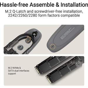 Boîtier SSD M.2 en aluminium gris pour vente en gros, USB-C 10 Gbit/s, externe, NVMe SATA, refroidissement, résistant à l'eau et à la poussière IP55 - Product Image 5