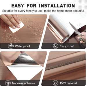 Películas Decorativas ORON DECO, Metálicas Cepilladas para Revestimiento de Cocina, Rollo de <span class=keywords><strong>Vinilo</strong></span> Grande, PVC Brillante, Autoadhesivo - Product Image 3