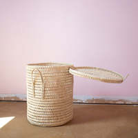 Panier à linge en paille de conception marocaine tissé à la main, pliable, à tissage ouvert, rangement pour vêtements pour la chambre de bébé, le salon, la garde-robe