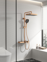 Ensemble de salle de bain Synchro Elegant Gold : colonne de douche thermostatique à double fonction avec écran LED et pomme de douche pluie