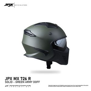 Casque intégral modulaire JPX MX 726 R avec couleur vert uni, design modulaire et confort supérieur pour une conduite sans peur. - Product Image 3