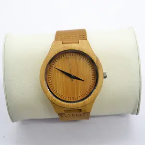 2019 Top Gift Natural Bamboo Wooden Genuine Leather Wooden Clock Male hour Reloj de madera Watches Men Wrist