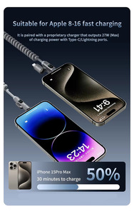 Cable de Carga Rápida Retráctil 4 en 1 de Aleación de Zinc con Pantalla de Potencia de 240W para Huawei, <span class=keywords><strong>Apple</strong></span>, Laptop y Teléfono Móvil - Product Image 6