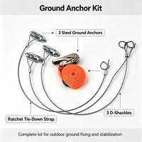 Kit d'ancrage au sol multi-points robuste, avec sangle en câble d'acier et sangle à cliquet pour la stabilisation de tentes, auvents, tonnelles et clôtures