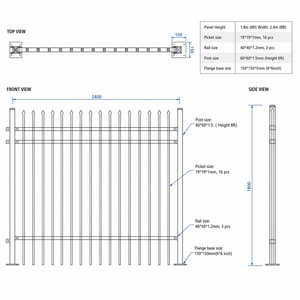 Recinzione Tubolare in Acciaio Verniciato a Polvere con Punta a Lancia Certificata CE di Alta Qualità per <span class=keywords><strong>Giardini</strong></span> Residenziali e Sicurezza Commerciale - Product Image 5