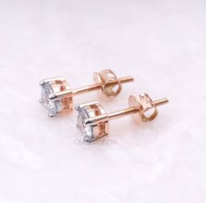 Paire de boucles d'oreilles en diamants de laboratoire de 3,5 mm et 4,0 mm |   Boucles d'oreilles en diamant |   Boucles d'oreilles à percer |   Style bohème délicat |   Diamants - Product Image 2