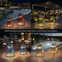 Lanterne de jardin en rotin avec poignée, sigarten Tiare Coral L XL, IP65, étanche, solaire et rechargeable par USB, pour hôtel, restaurant