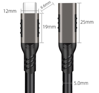 Kabel Ekstensi USB C 3.1 Gen2 Berkualitas Tinggi 100W, Video 4K60Hz, Transfer Data 20Gbps, PVC, Pengisian Cepat 3A, Pelindung Jalinan, Komputer