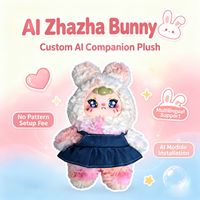 Peluche IA PG55 Lapin Amusant avec Conversation Vocale Multilingue, Mémoire Longue Durée, Clonage Vocal, Contrôle par Application et WiFi 2.4GHz