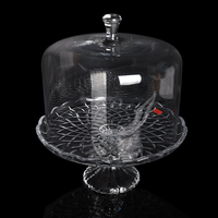 Présentoir à gâteau en verre transparent gaufré avec dôme, assiette à gâteau sur pied en cristal, présentoir à desserts pour mariage arabe