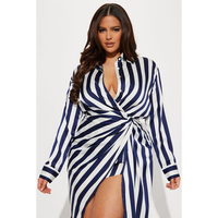 Nouveau produit Explosion simple boutonnage rayé imprimé mode robe irrégulière