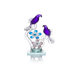 Objeto Decorativo de Cristal de Murano Hecho a Mano con Diseño Floral de Loro, Decoración Contemporánea para Mesa, Adorno para el Hogar con Forma Irregular de Animal - Product Image 4