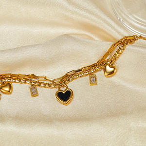 สร้อยข้อมือแฟชั่นสองด้านสำหรับผู้หญิงเครื่องประดับโซ่ซ้อนซ้อนกันได้แบบเรียบง่ายปรับได้ - Product Image 4