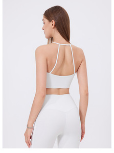 Débardeur court de yoga pour femme, fin, à bretelles fines et dos en T, avec soutien-gorge de sport intégré à col carré et rembourré, à maintien léger, pour Pilates, gym et entraînement, vêtement de sport - Product Image 2