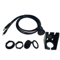 Kabel Pengisian Cepat Tahan Air PVC Berlapis Emas dengan Dua Port Tipe-C USB 3.0 AUX untuk Mobil, Motor, Perahu, Kamera, dan Data