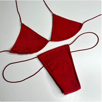 Fabrication OEM de Gros Ensemble Deux Pièces en Polyester Haut de Bikini Tenue de Danseuse pour Femmes Pantalon Taille Basse en Latex Sexy Vêtements de Scène Exotiques