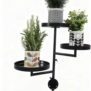 Soporte de Pared para Plantas de 3 Niveles, Soporte Metálico Circular Negro, Estante Decorativo Multifuncional para Flores de Interior - Product Image 1