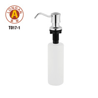 Distributeur de savon pour évier de cuisine en laiton LongAn T017-1, pompe à bec courbé en forme de col de cygne avec options de bouteilles de 350 ml, 500 ml et 1000 ml