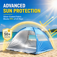 Tente de plage automatique / instantanée, ouverture automatique en 1 seconde, protection solaire UPF 50+, abri solaire pour la famille, camping en plein air