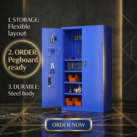 Armoire à outils robuste en acier, armoire de rangement pour garage, organisateur à panneaux perforés, armoire mobile verrouillable pour atelier