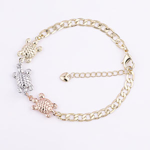 Yeni varış mükemmel katolik hediyeler Oro Laminado Pulsera baykuş kaplumbağa bilezikler 14K altın gül rodyum üç renkli haçlı bilezik - Product Image 5