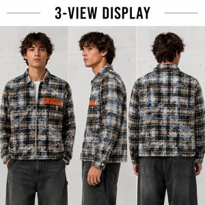 Nouvelle Collection Automne – Chemise Homme Décontractée en Flanelle à Carreaux avec Logo Brodé, 100% Coton Premium, Manches Longues, Coupe Courte et Fermeture Éclair - Product Image 3