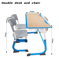 Mobilier moderne réglable pour salle de classe Chaise de bureau double pour étudiant, école universitaire Matériau métallique