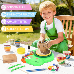 Ruota di ceramica dinosauro per bambini completa pittura ceramica Kit di arti e mestieri giocattoli Air Dry argilla arte ceramica macchina ruota - Product Image 2