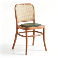 Chaise de salle à manger en rotin de hêtre, style pastoral nordique français, chaise de comptoir commerciale pour restaurant, café et salon de thé
