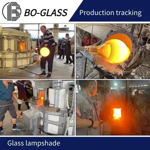 手吹き溶融ガラス透明グローブ光沢マットカスタムスクリューティファニーステンドグラスランプシェード
