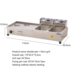 Thương mại bảng Top BBQ grills thép không gỉ tấm phẳng nướng điện griddle nhỏ sâu Fryer 2-in-1 chảo dầu - Product Image 4