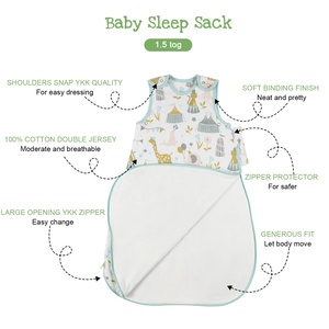 Wholesale <strong>1.5</strong> <strong>Tog</strong> Baby Sleep Sack 100% Cotton Printed Sleeveless Zipper Baby Wearable Blanket Baby <strong>Sleeping</strong> <strong>Bags</strong> for Newborn - Product Image 3