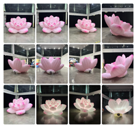 Fleur de lotus gonflable géante personnalisée de 9,84 pieds avec éclairage LED en tissu Oxford, décoration florale gonflable rose