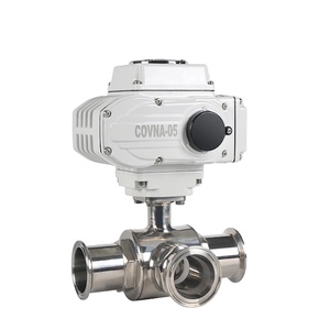 Válvula de Bola COVNA de 3 Pulgadas, Tipo On-Off, 3 Vías, Acero Inoxidable SS316, Grado Alimenticio, con Actuador - Product Image 1