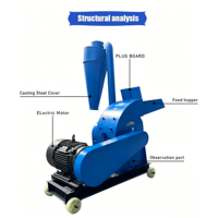 Broyeur à marteaux diesel avec cyclone pour un broyage de céréales sans poussière, concasseur de maïs portable pour usage agricole de petite taille JKY fiable