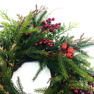 مجموعة تزيين الباب الأحمر زهرة التوت إكليل عيد الميلاد الاصطناعي - Product Image 4