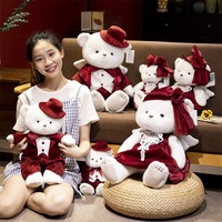 Robe de mariée en peluche brodée mignonne poupée ours cadeau de poupée de lancer de mariage festif pour les filles