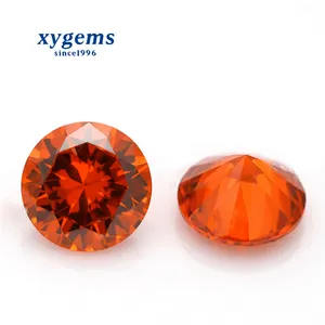 Xygems 合成小和大尺寸 0.7-10毫米轻橙色 cz 石圆形切割为 cz 戒指批发和豪华锆石集