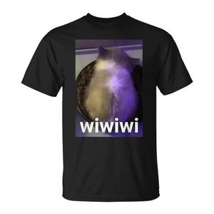 Camiseta Wiwiwi Cat Meme negra unisex para adultos talla mediana - Product Image 1