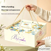 Shaher Luxe Gouden Geëmbosseerde Chinese Stijl Vierkante Fruit Geschenkdoos met Lint en Bloemmotief Verpakking 4-5KG voor Feestdagen Bruiloft Verjaardag