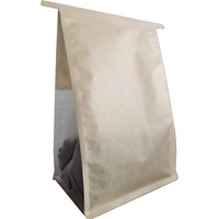 Sac en papier kraft brun à fond carré pour pain scellé à chaud, anti-graisse, pour emballage de toasts, pâtisseries, plats à emporter, avec fenêtre
