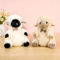 Peluche Mouton Noir Moelleux avec Nœud Papillon, Animal en Peluche Kawaii pour Filles, Cadeau d'Anniversaire et Décoration de Chambre - Vente en Gros