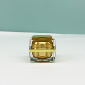 5g 10g Gold Square Cosmetic Skin Care Cream Acrylic Jar Plastic Clear Pot Cream Jar