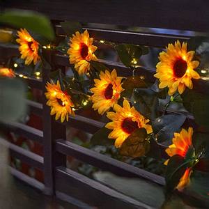 Guirnalda de <span class=keywords><strong>Luces</strong></span> LED Solares con Forma de Girasol, <span class=keywords><strong>Luces</strong></span> Decorativas de Hadas con Hojas de Flores Artificiales, Impermeables IP44, para Decoración de Jardín - Product Image 1