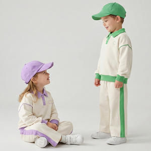 Ensembles de vêtements pour garçons, col polo, coton respirant, tout-petits, enfants, printemps, automne, ensemble pantalon deux pièces, survêtement personnalisable - Product Image 1